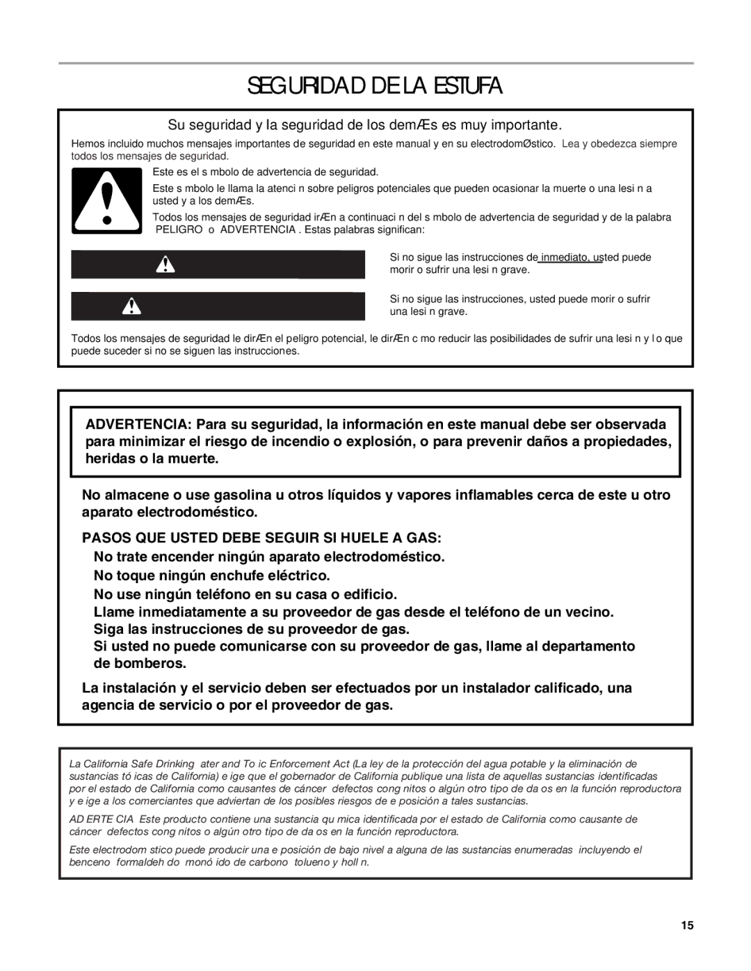 Estate W10203464A manual Seguridad DE LA Estufa, Su seguridad y la seguridad de los demás es muy importante 