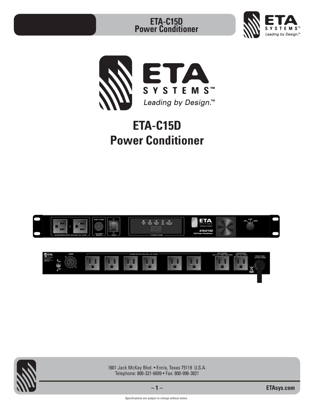 ETA Systems ETA-C15D specifications 