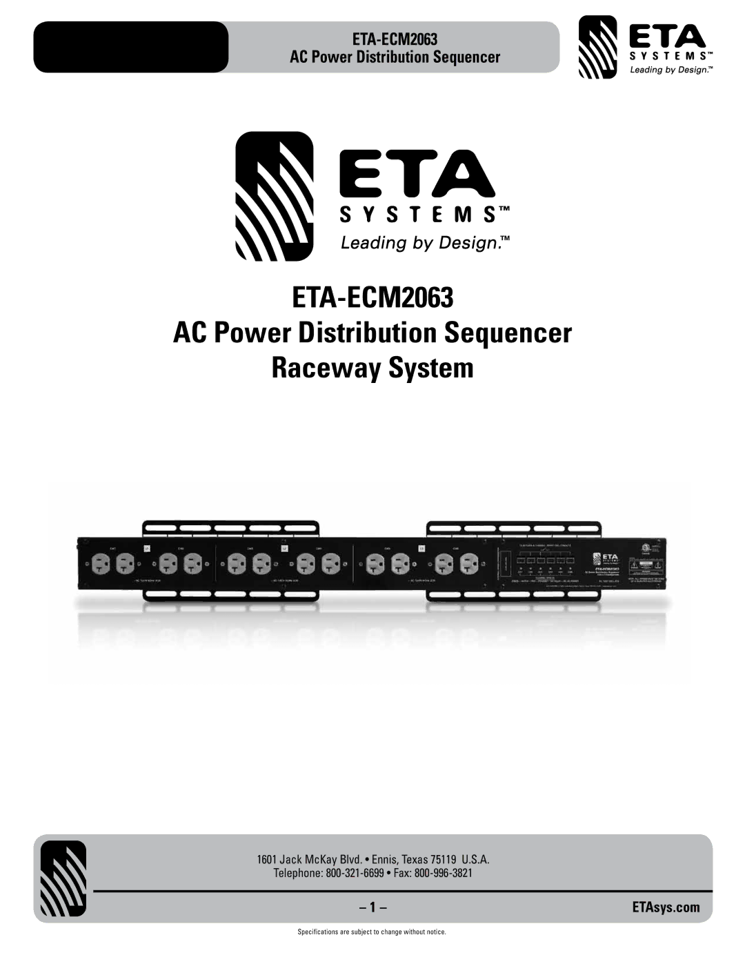 ETA Systems eta-ecm2063 specifications ETA-ECM2063, ETAsys.com 