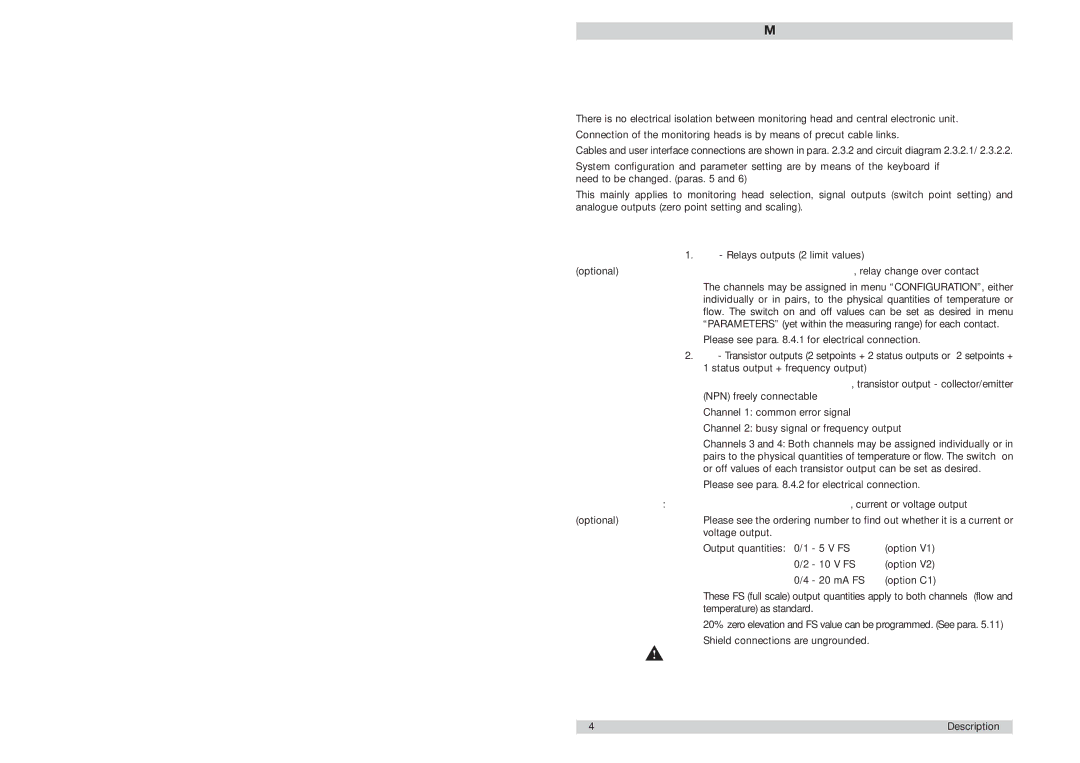 ETA Systems FC01-LQ manual User interfaces, Signal outputs, Two-channel physical isolation, relay change over contact 