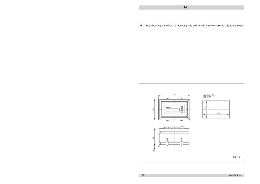 ETA Systems manual Front panel mounted housing FC01-LQ-ST-U1 