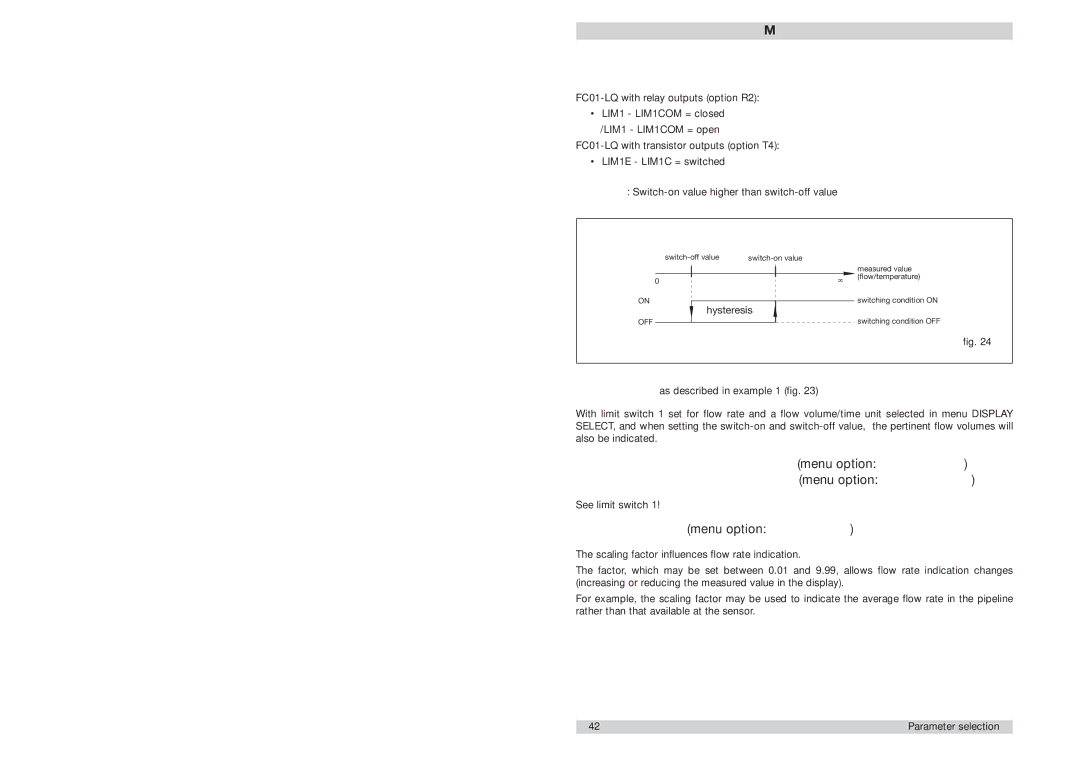 ETA Systems FC01-LQ manual Scaling factor menu option Flowscale, Example for on 