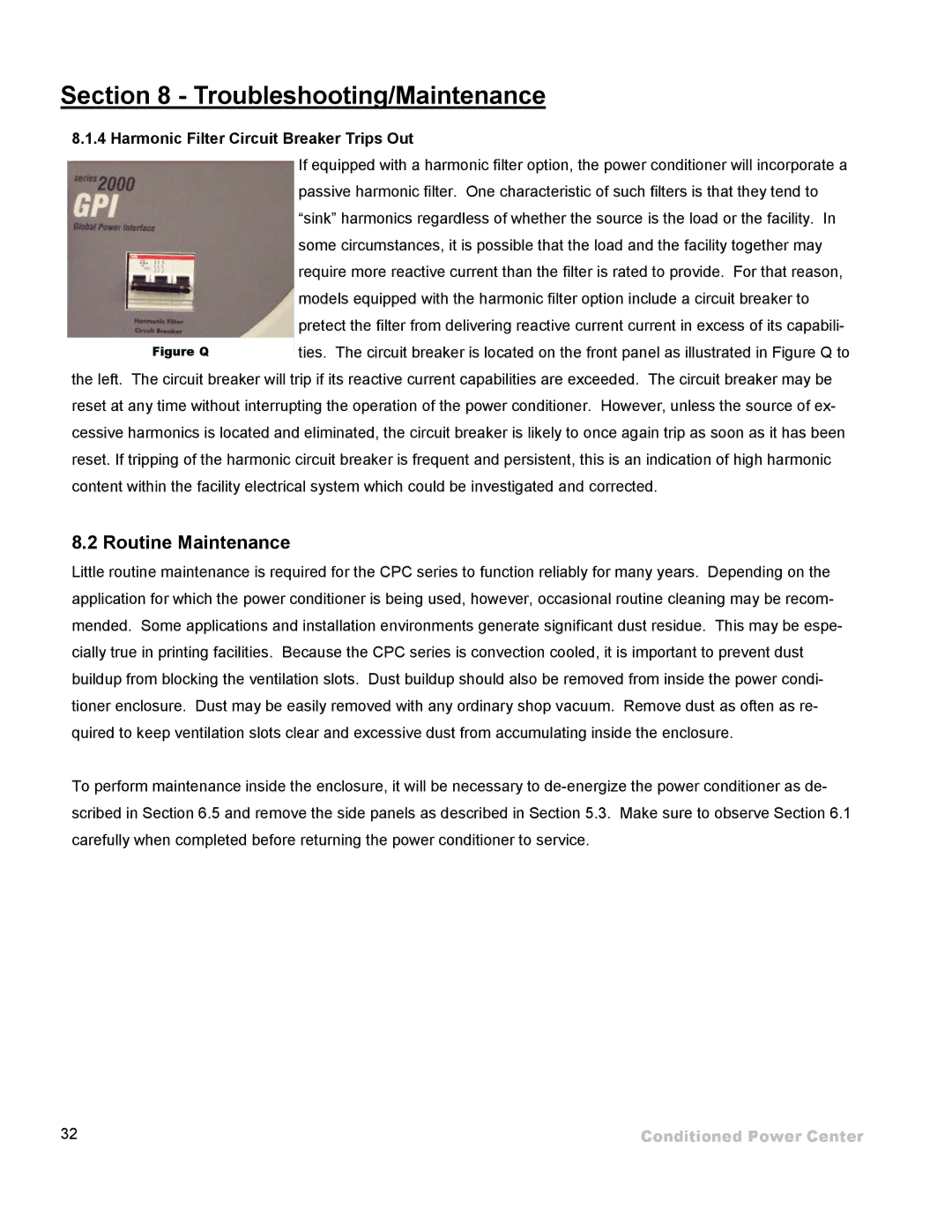 ETA Systems SM5505 manual Routine Maintenance, Harmonic Filter Circuit Breaker Trips Out 