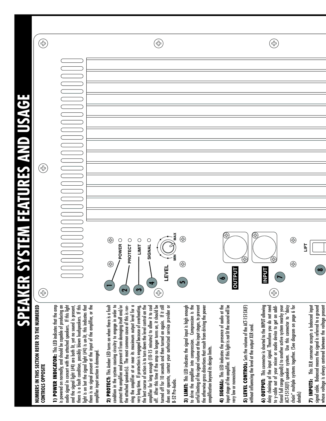 ETI Sound Systems, INC ACT-1515X(F) Ampliﬁer input section is damaged, Pro-Audio, Ampliﬁcation beyond its design limits 