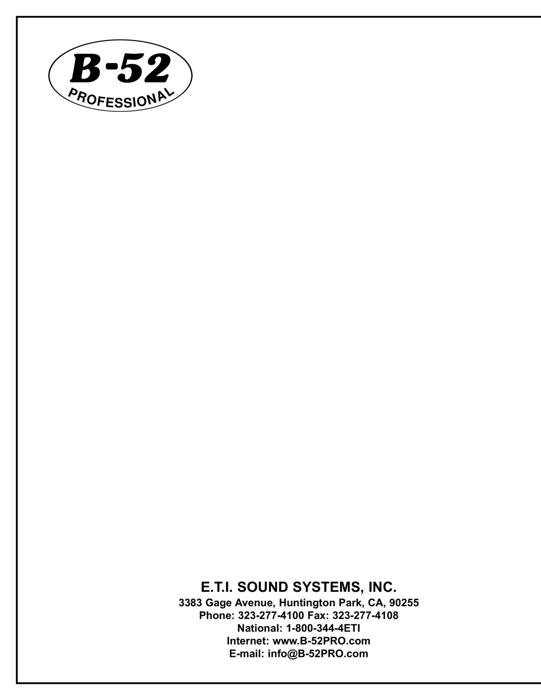 ETI Sound Systems, INC Matrix 1000 V2 manual I. Sound SYSTEMS, INC 