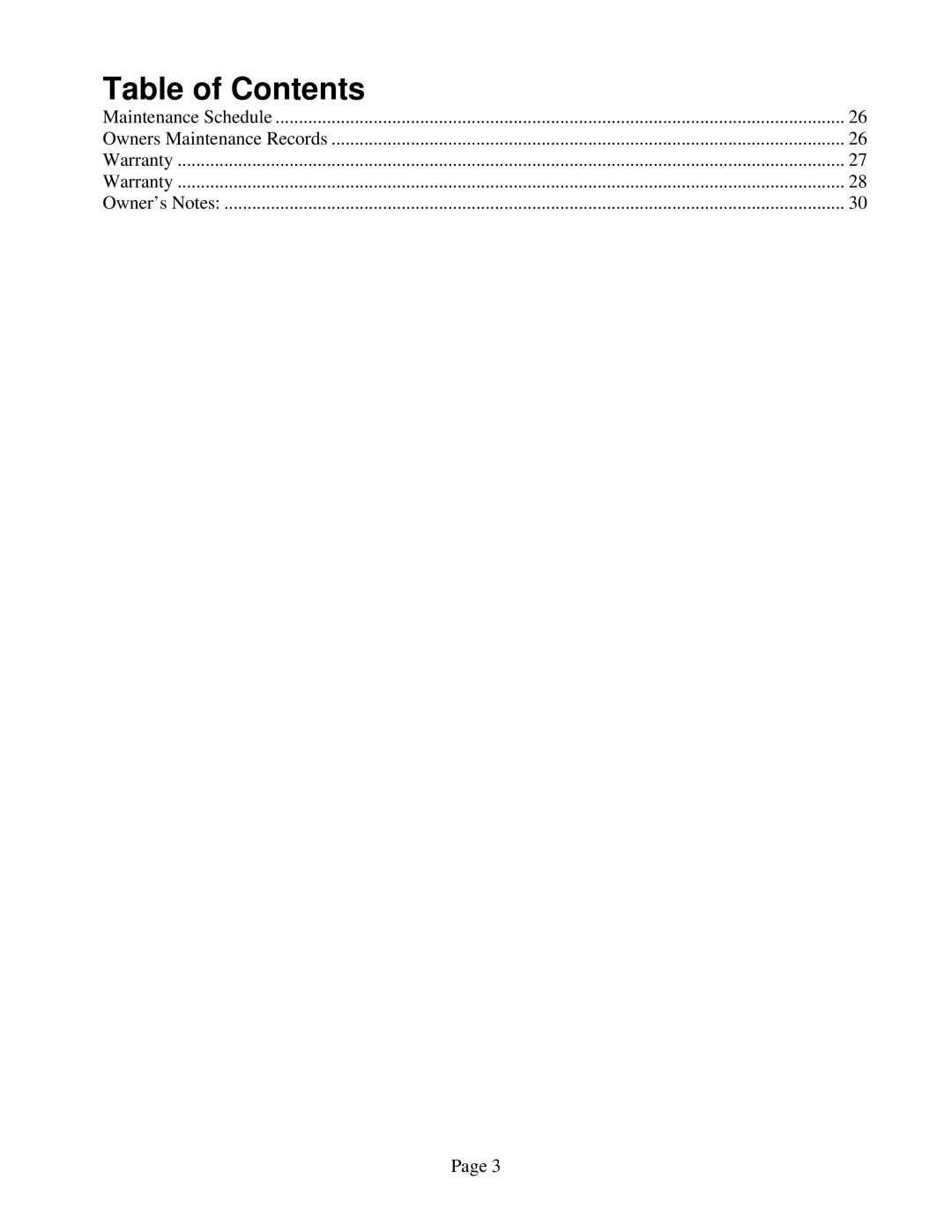 Eton 250R owner manual Table of Contents 