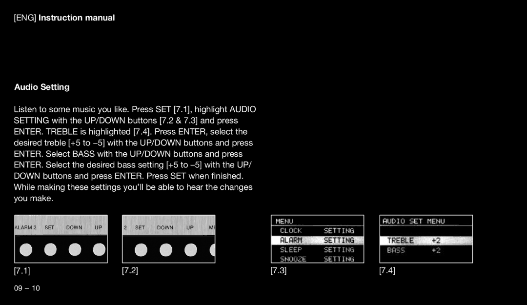 Eton 9120 instruction manual Audio Setting 