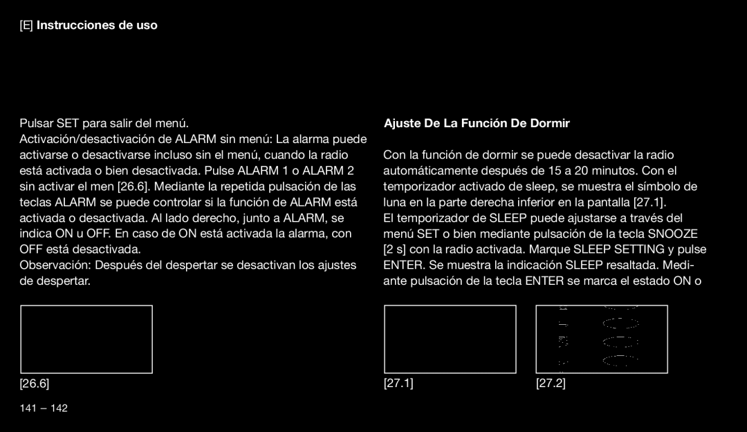 Eton 9120 instruction manual Instrucciones de uso, Ajuste De La Función De Dormir 