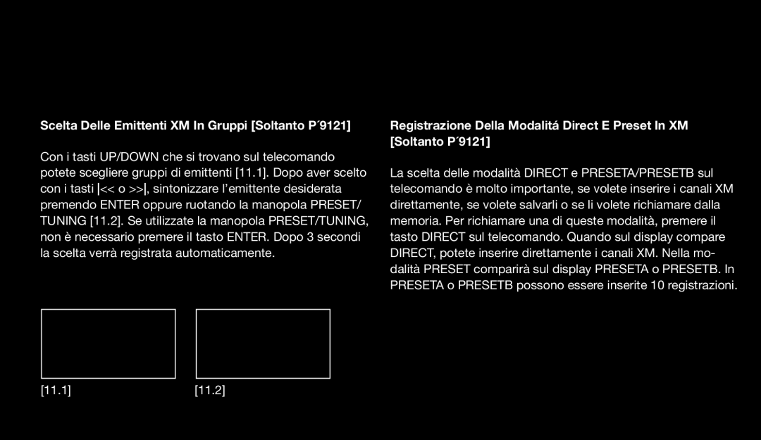 Eton 9120 instruction manual Scelta Delle Emittenti XM In Gruppi Soltanto P´9121 