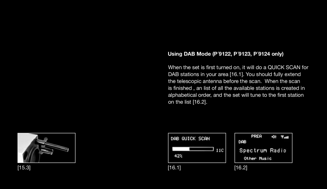 Eton 9120 instruction manual Using DAB Mode P´9122, P´9123, P´9124 only 