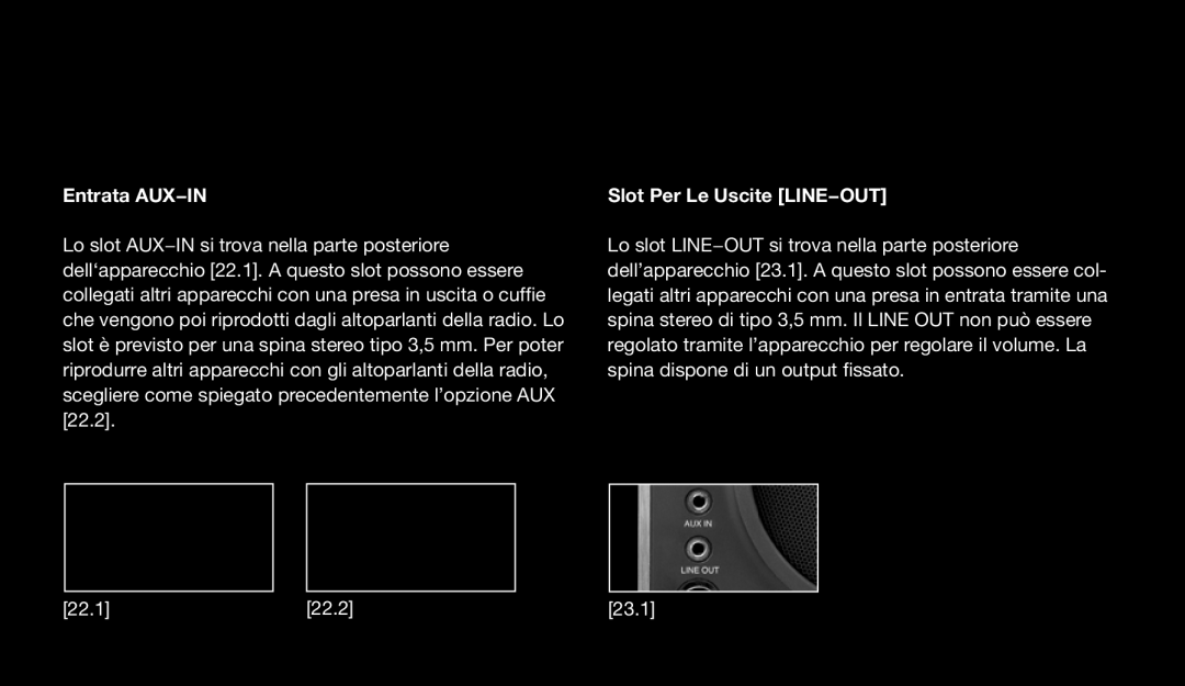 Eton 9120 instruction manual Entrata AUX−IN, Slot Per Le Uscite LINE−OUT 