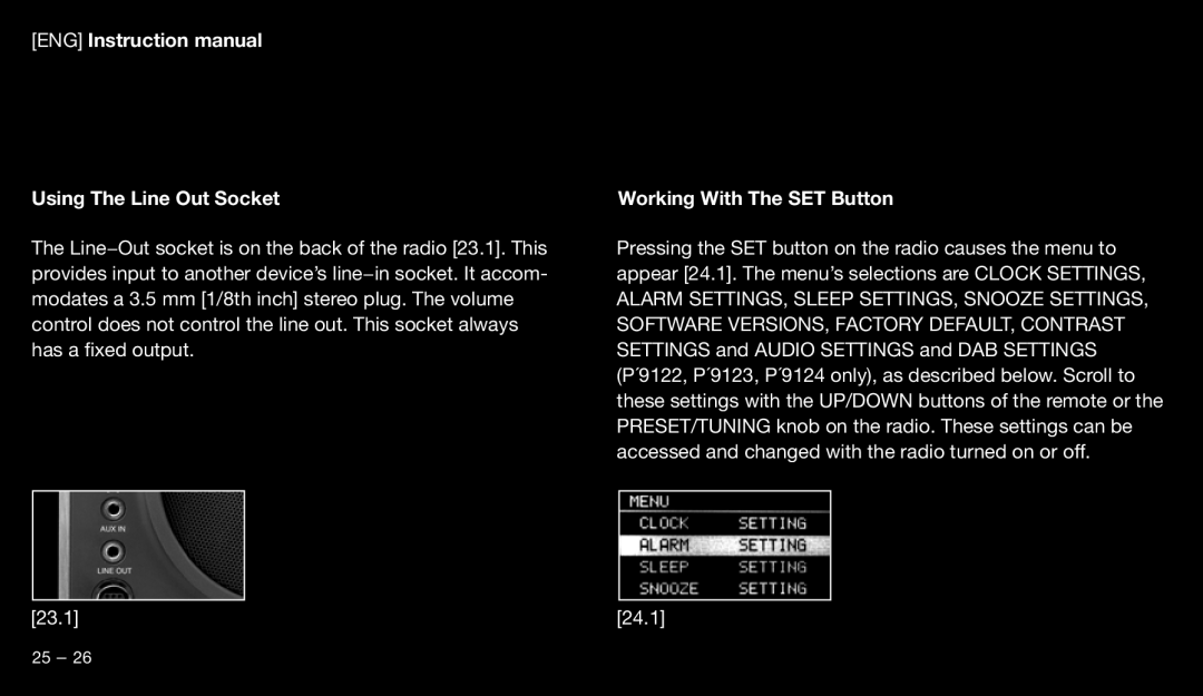 Eton 9120 instruction manual Using The Line Out Socket, Working With The SET Button 