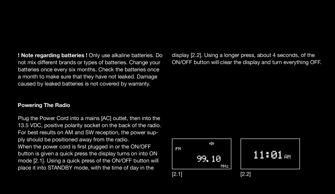 Eton 9120 instruction manual Powering The Radio 