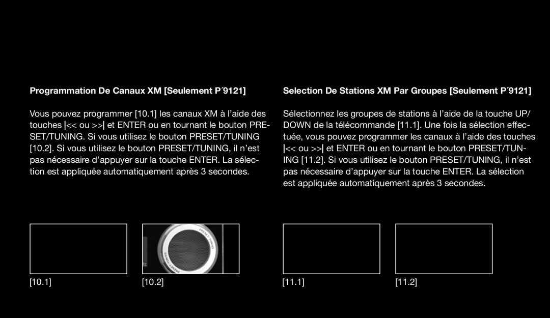 Eton 9120 Programmation De Canaux XM Seulement P´9121, Selection De Stations XM Par Groupes Seulement P´9121 