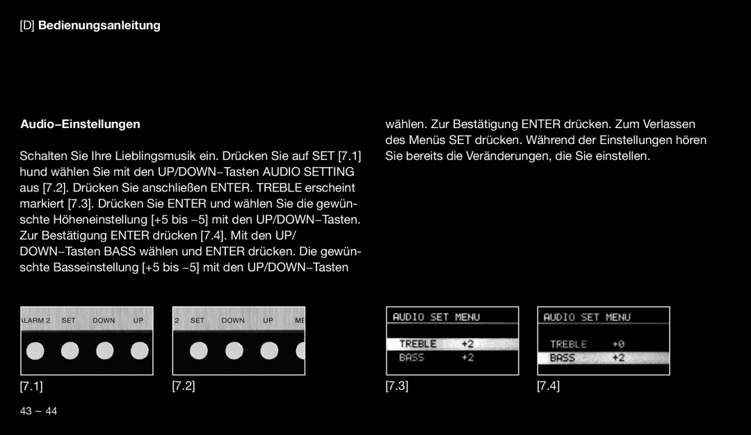 Eton 9120 instruction manual DBedienungsanleitung Audio−Einstellungen 
