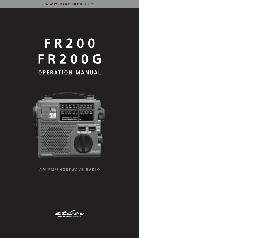 Eton FR200G operation manual 2 0 2 0 0 G 