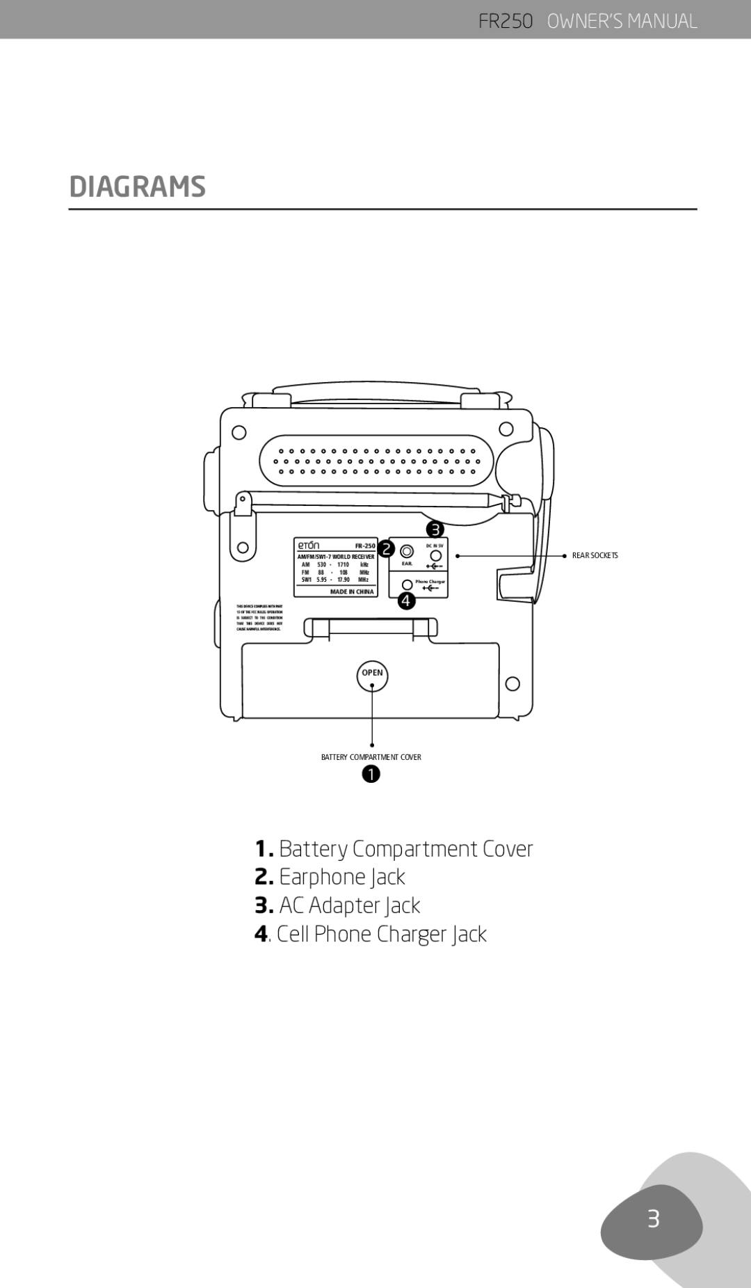 Eton FR250 owner manual Open 