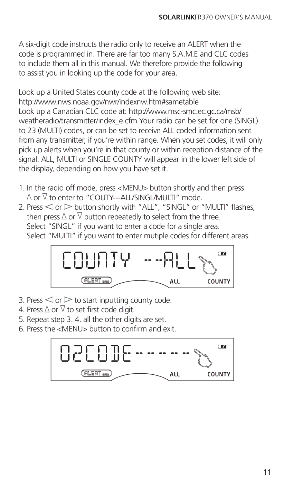 Eton FR370 owner manual 02CODE 