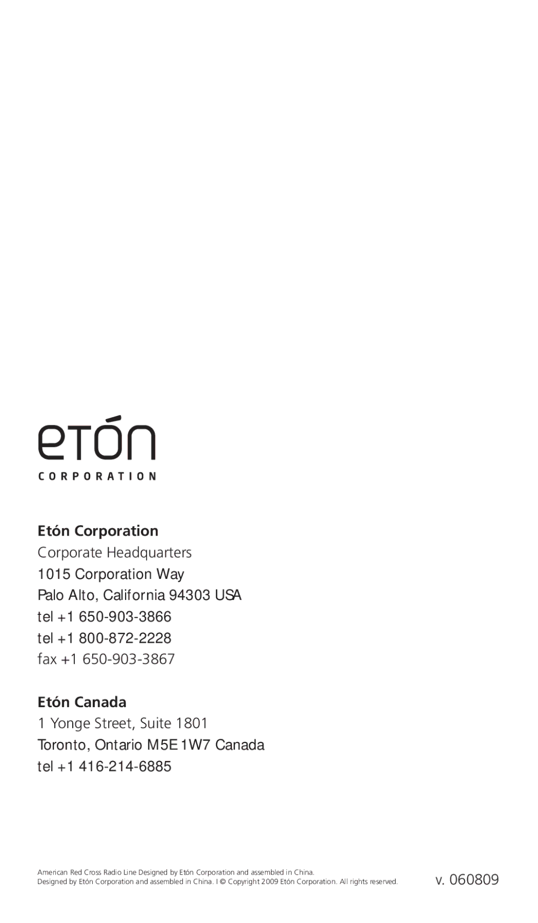 Eton ARCFR600R owner manual Etón Corporation 