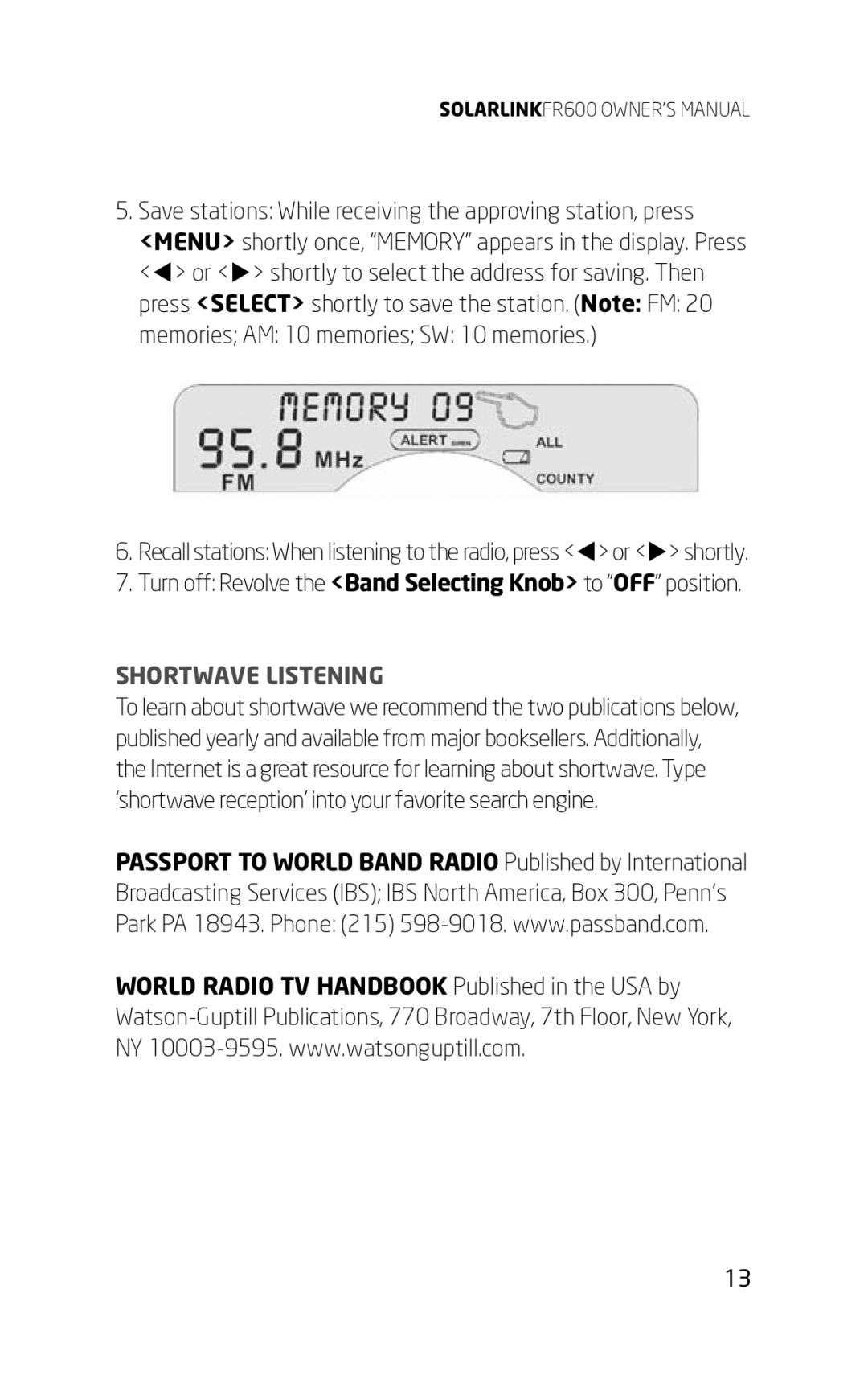 Eton FR600 owner manual Shortwave Listening 