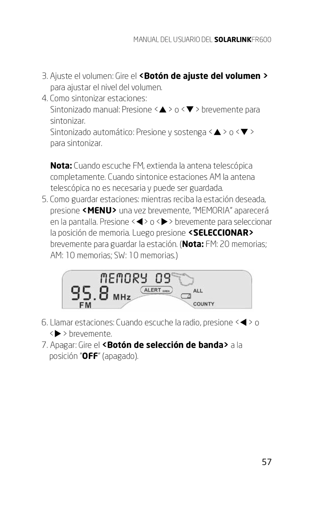 Eton owner manual Manual DEL Usuario DEL SOLARLINKFR600 