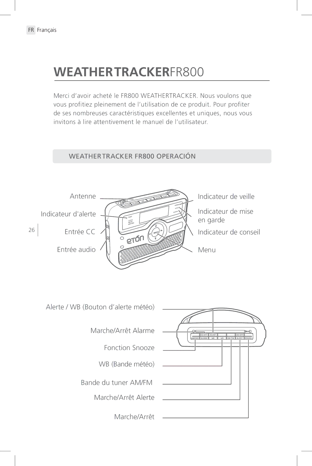 Eton FR800 user manual FR Français 