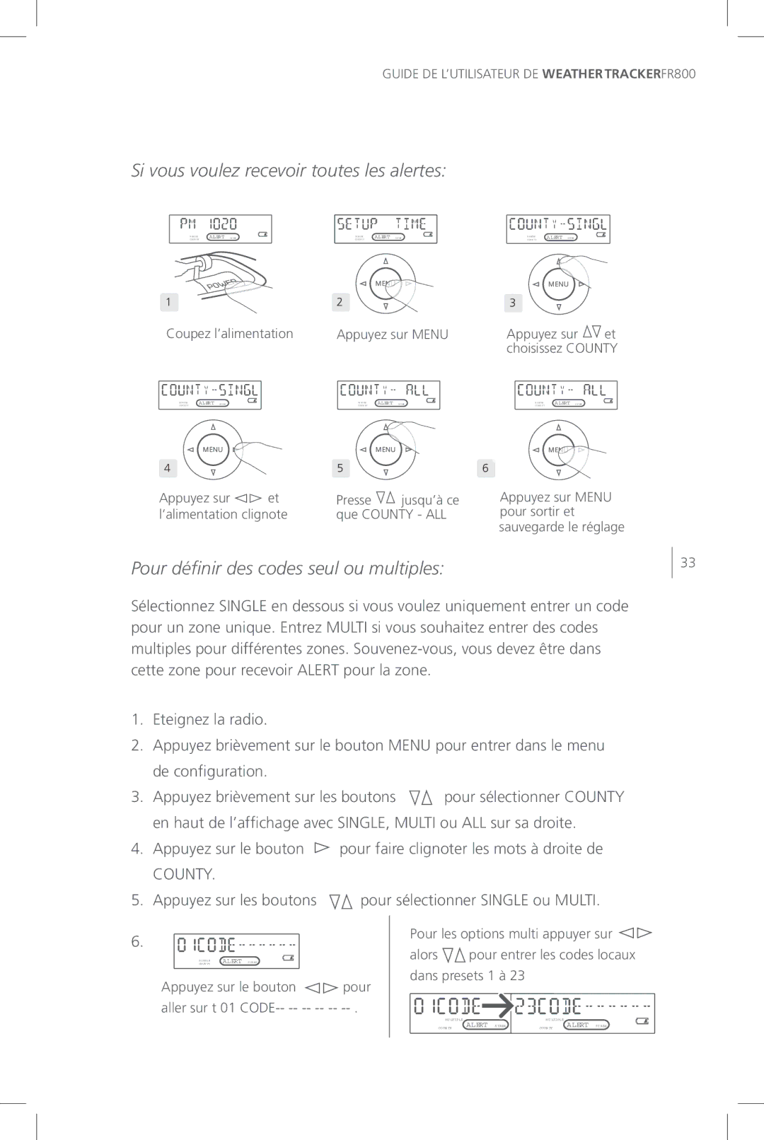 Eton FR800 user manual Si vous voulez recevoir toutes les alertes 