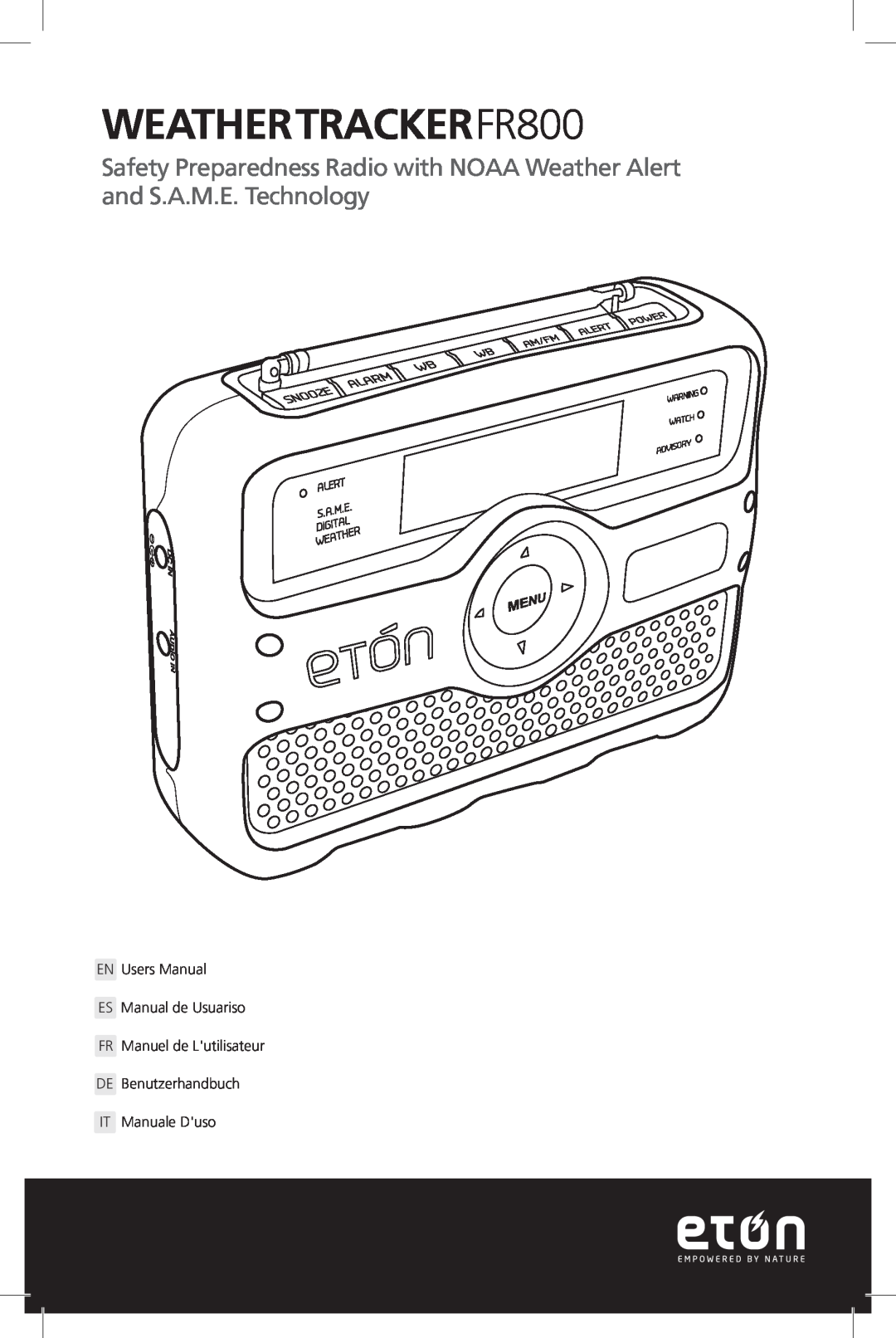 Eton user manual WEATHERTRACKERFR800, IT Manuale Duso 