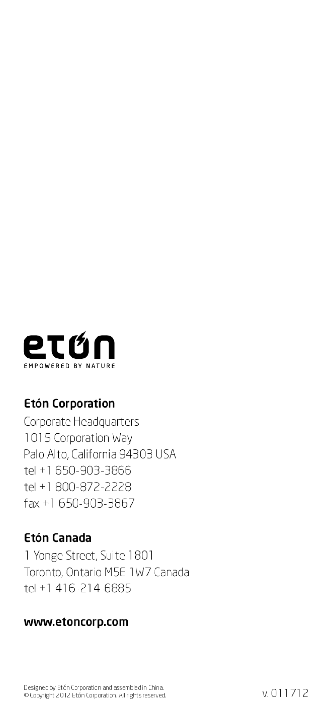 Eton FRX1 owner manual 