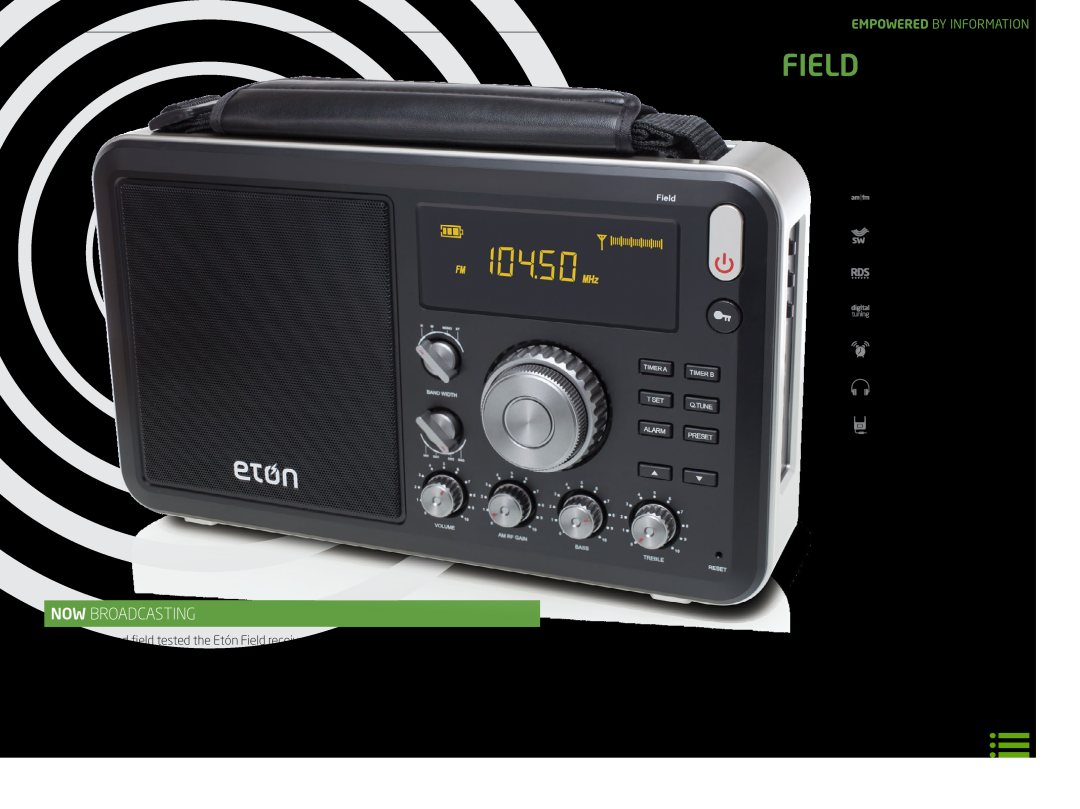 Eton FRX5 S, FRX4 S manual Field, Now Broadcasting, Empowered By Information 