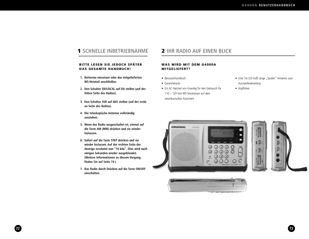 Eton G4000A IHR Radio AUF Einen Blick, Bitte Lesen SIE Jedoch Später DAS Gesamte Handbuch, Benutzerhandbuch 