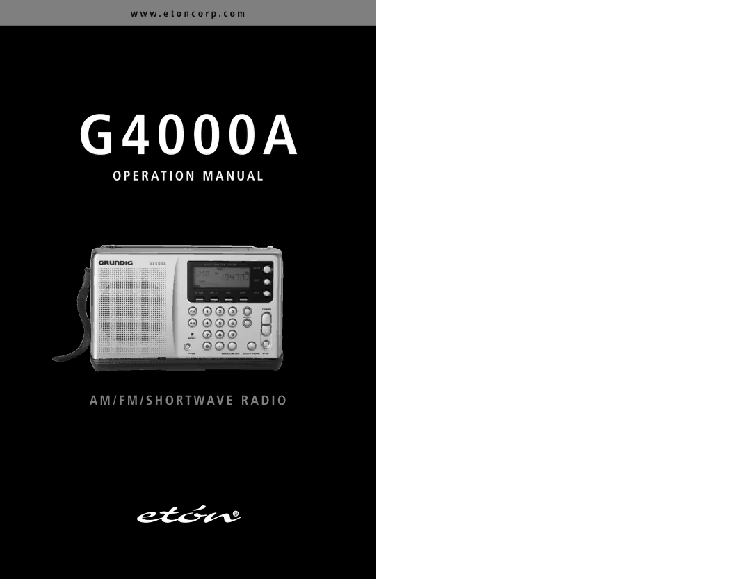 Eton G4000A operation manual 0 0 0 a 