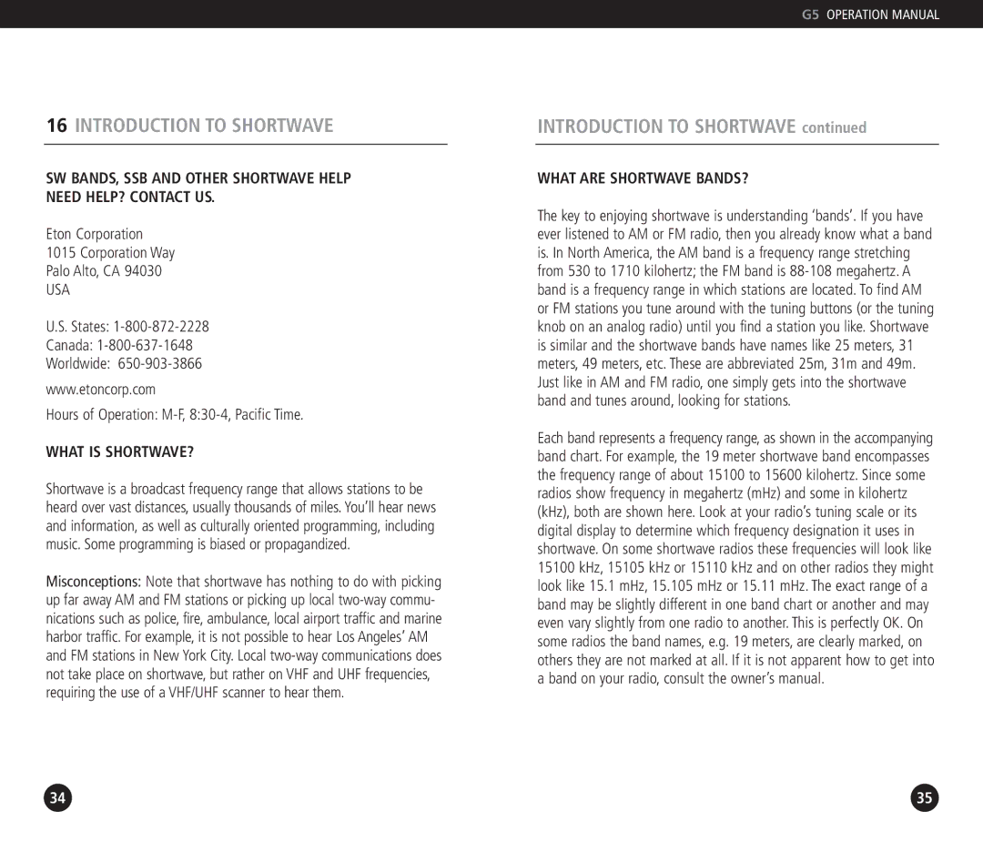 Eton G5 operation manual Introduction to Shortwave, What is SHORTWAVE?, What are Shortwave BANDS? 