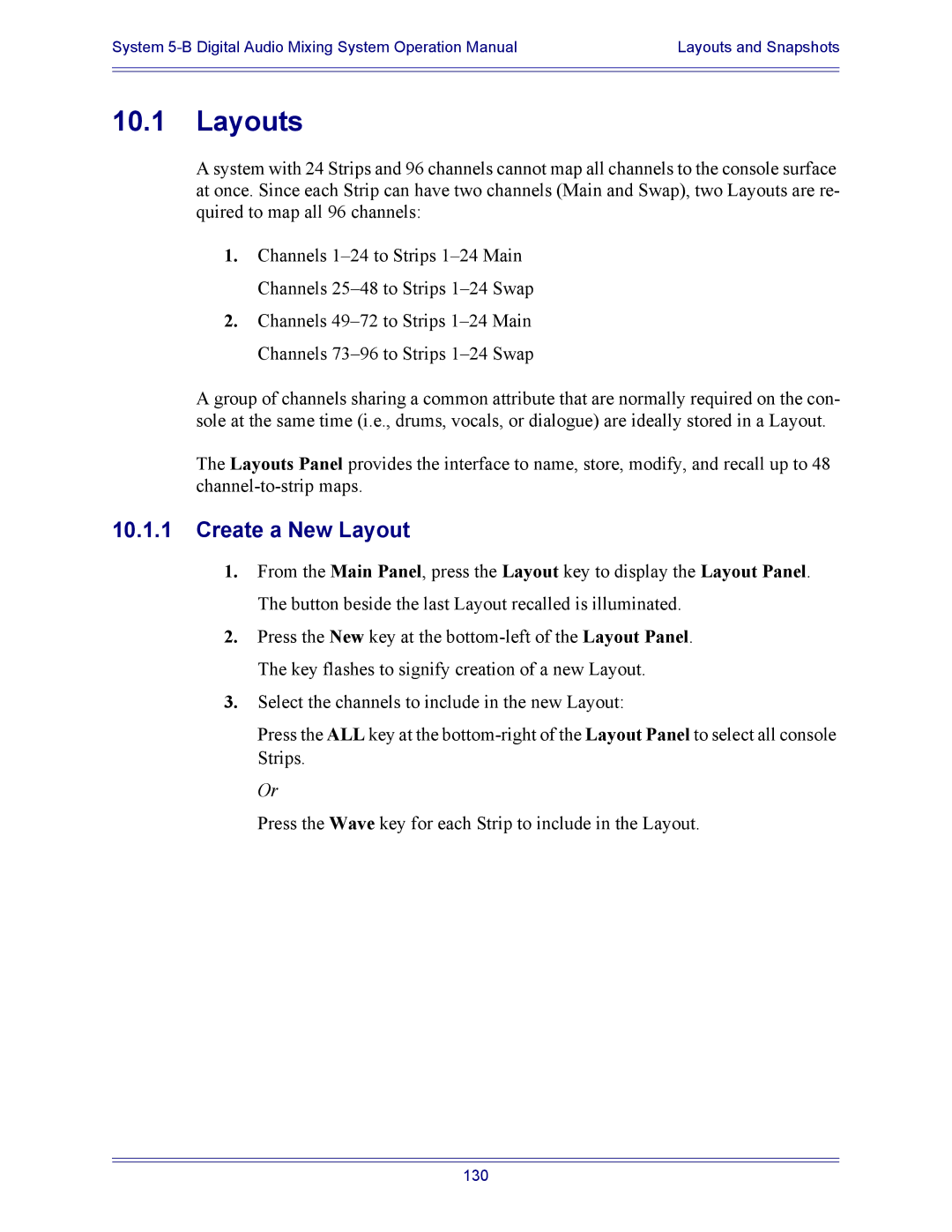 Euphonix 5B operation manual Layouts, Create a New Layout 