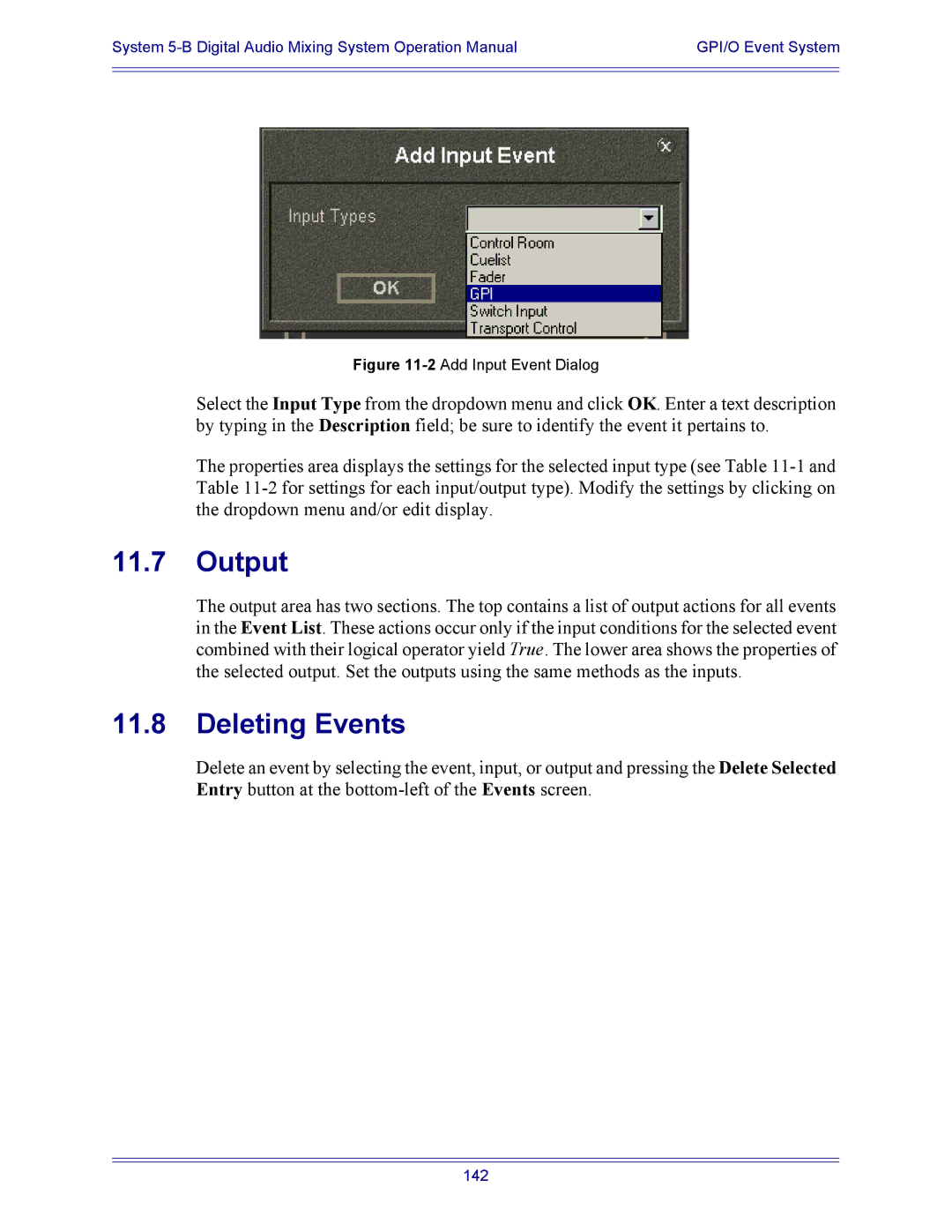 Euphonix 5B operation manual Output, Deleting Events 