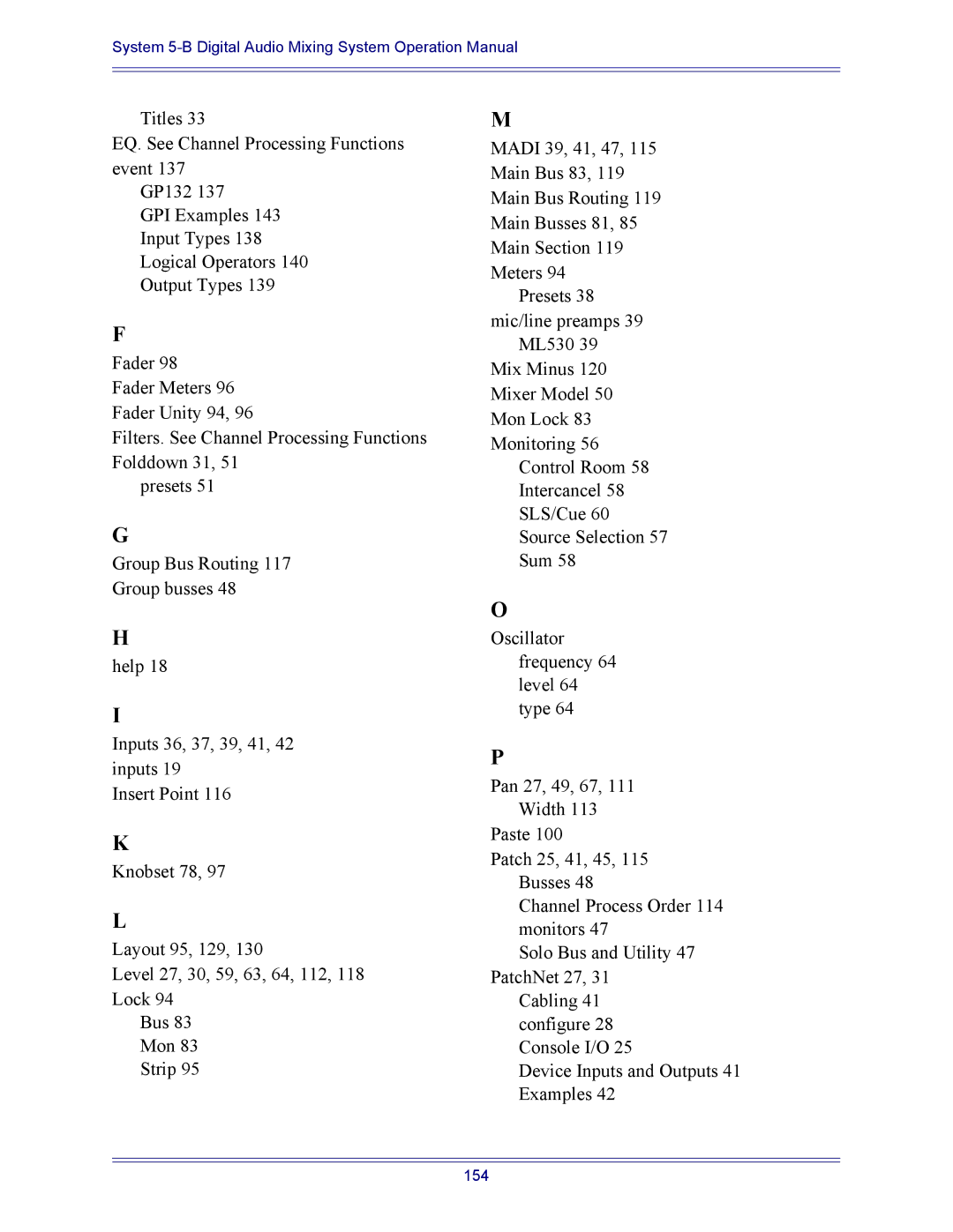 Euphonix 5B operation manual 154 