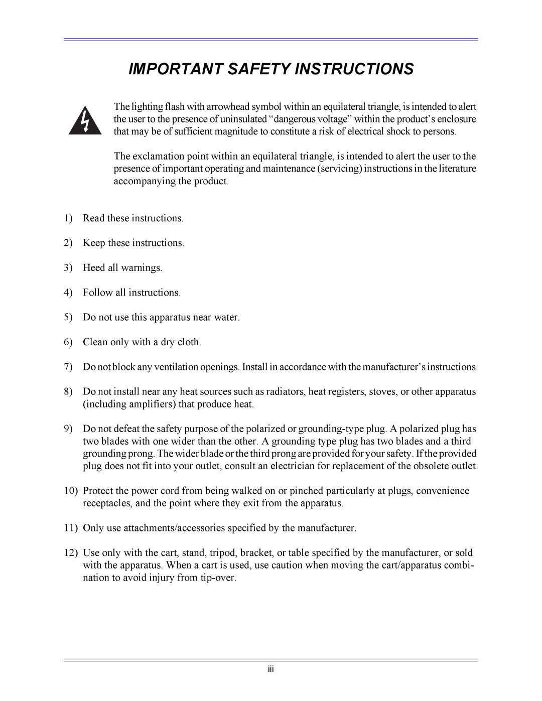 Euphonix 5B operation manual Important Safety Instructions 