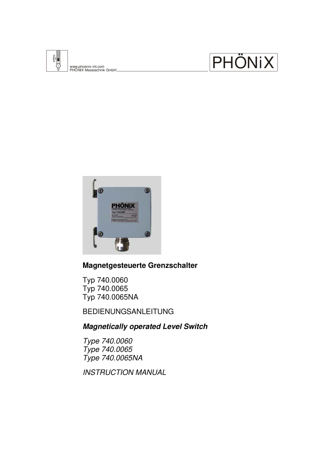 Euphonix 740.0065NA instruction manual PHÖNiX, Magnetgesteuerte Grenzschalter 