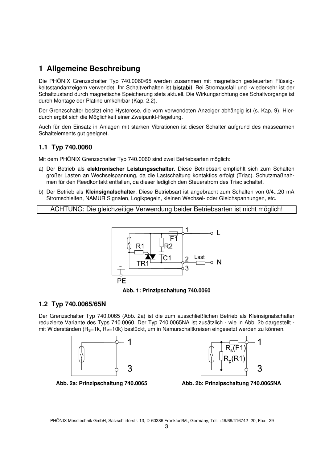 Euphonix 740.0065NA instruction manual Allgemeine Beschreibung, Typ 740.0065/65N 