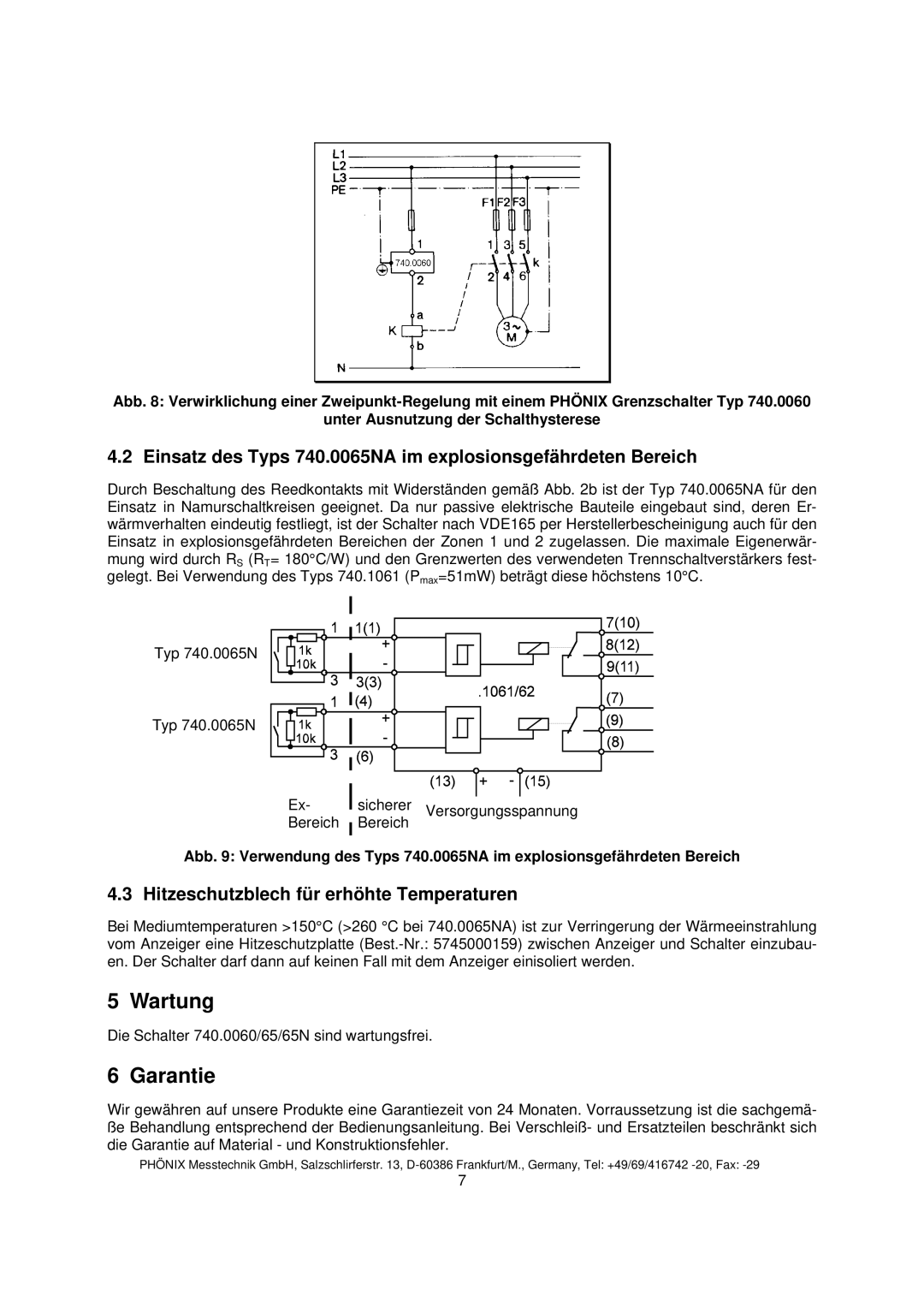 Euphonix 740.0065NA instruction manual Wartung, Garantie, Hitzeschutzblech für erhöhte Temperaturen 