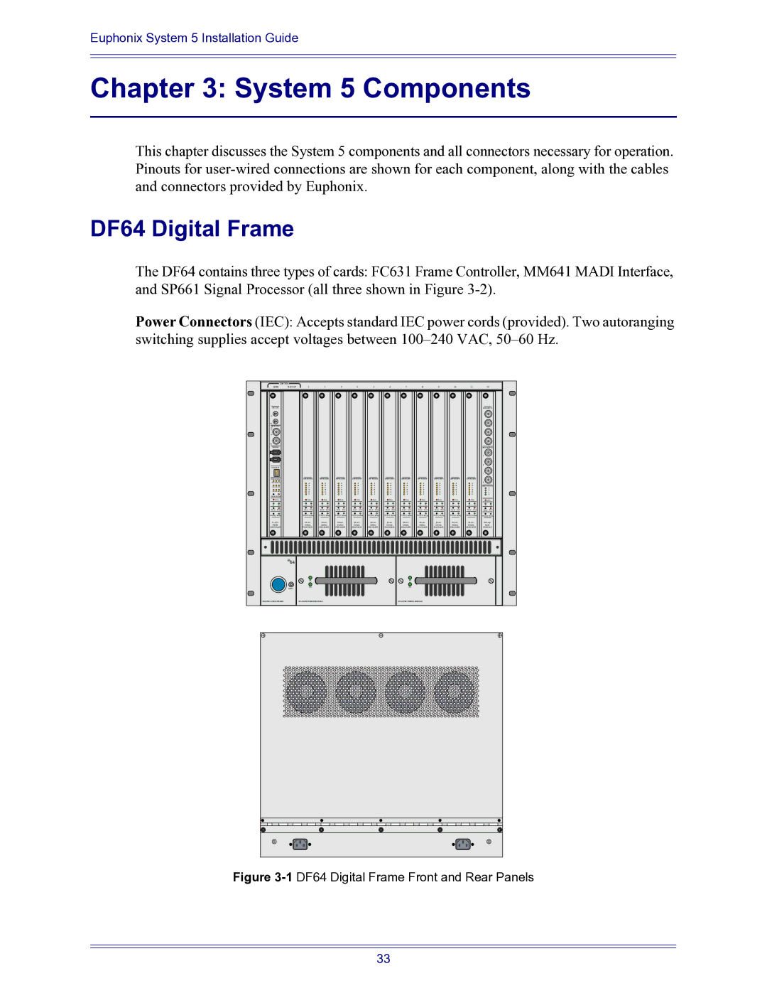 Euphonix 840-07591-04 manual System 5 Components, DF64 Digital Frame 