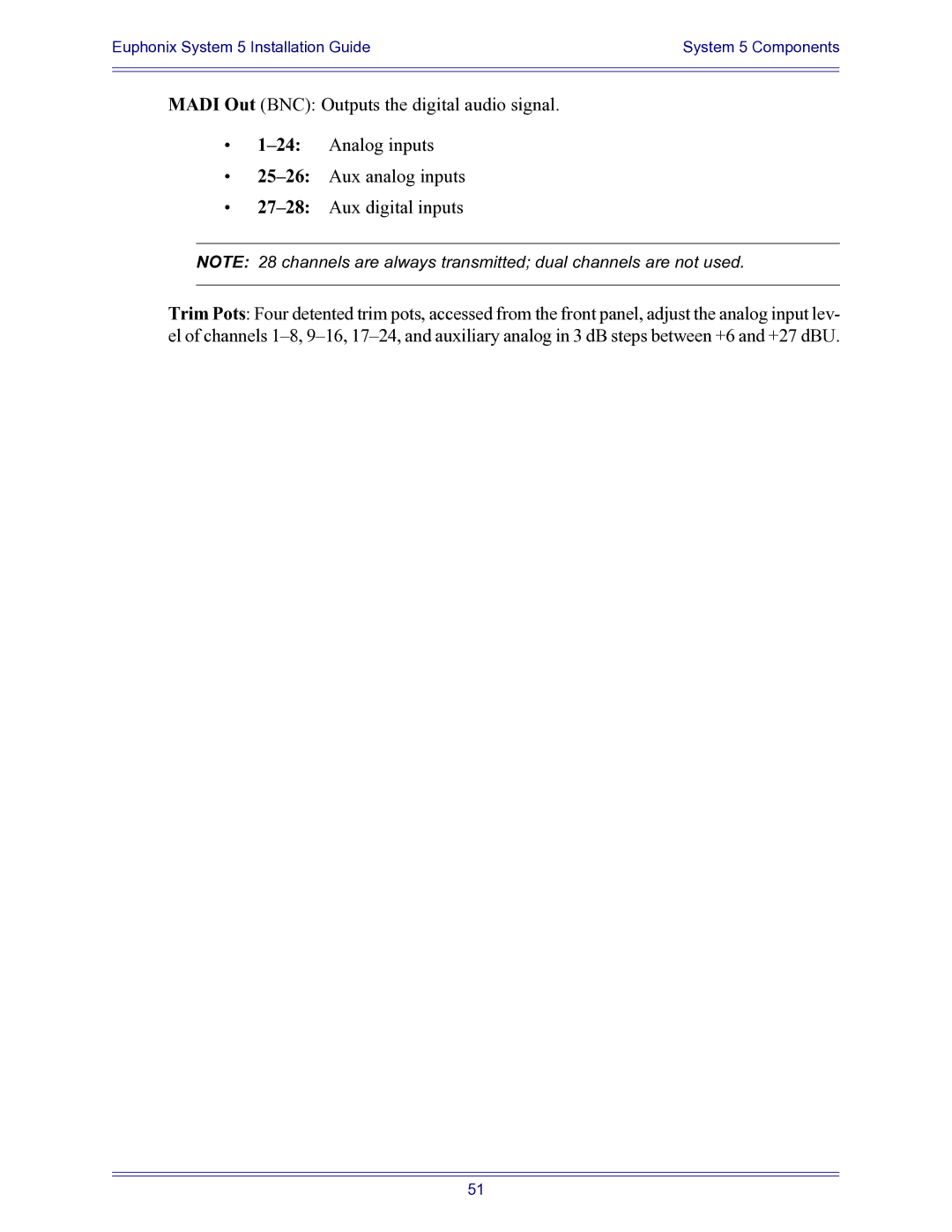 Euphonix 840-07591-04 manual Euphonix System 5 Installation Guide System 5 Components 