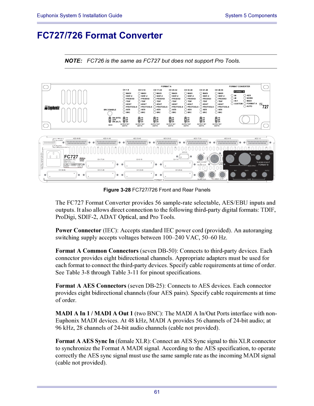 Euphonix 840-07591-04 manual FC727/726 Format Converter 