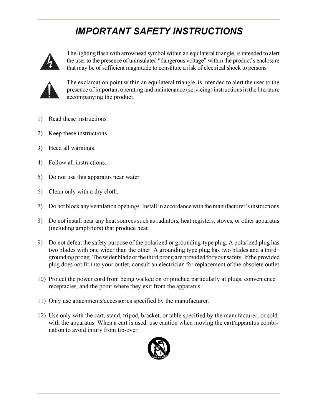 Euphonix 840-08758-02 manual Important Safety Instructions 