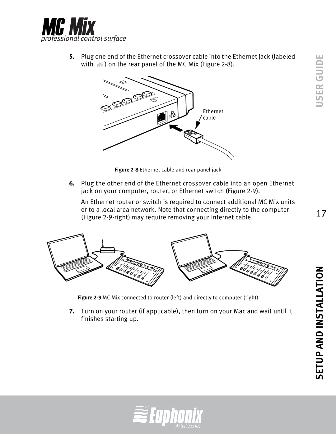 Euphonix EuCon manual 8Ethernet cable and rear panel jack 