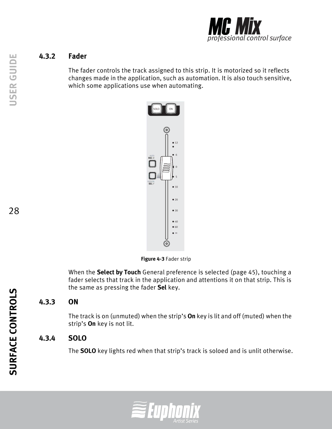 Euphonix EuCon manual Fader, 3 on, Solo 