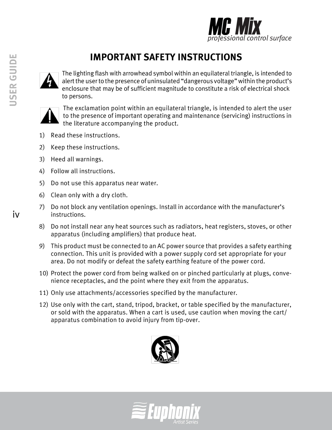 Euphonix EuCon manual Important Safety Instructions 