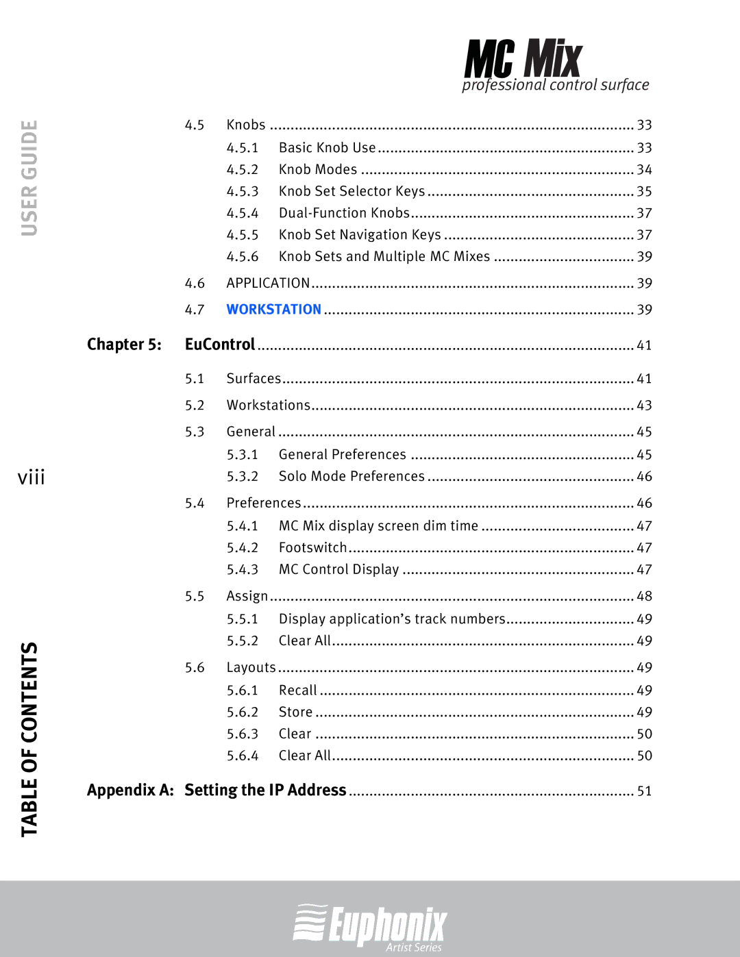 Euphonix EuCon manual Viii 