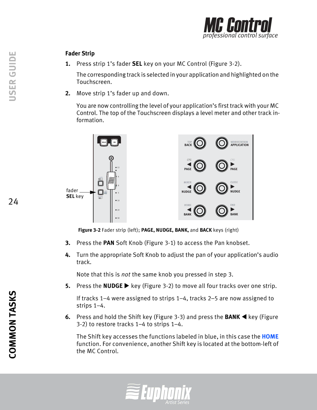 Euphonix MC Control manual Common Tasks, Fader Strip 