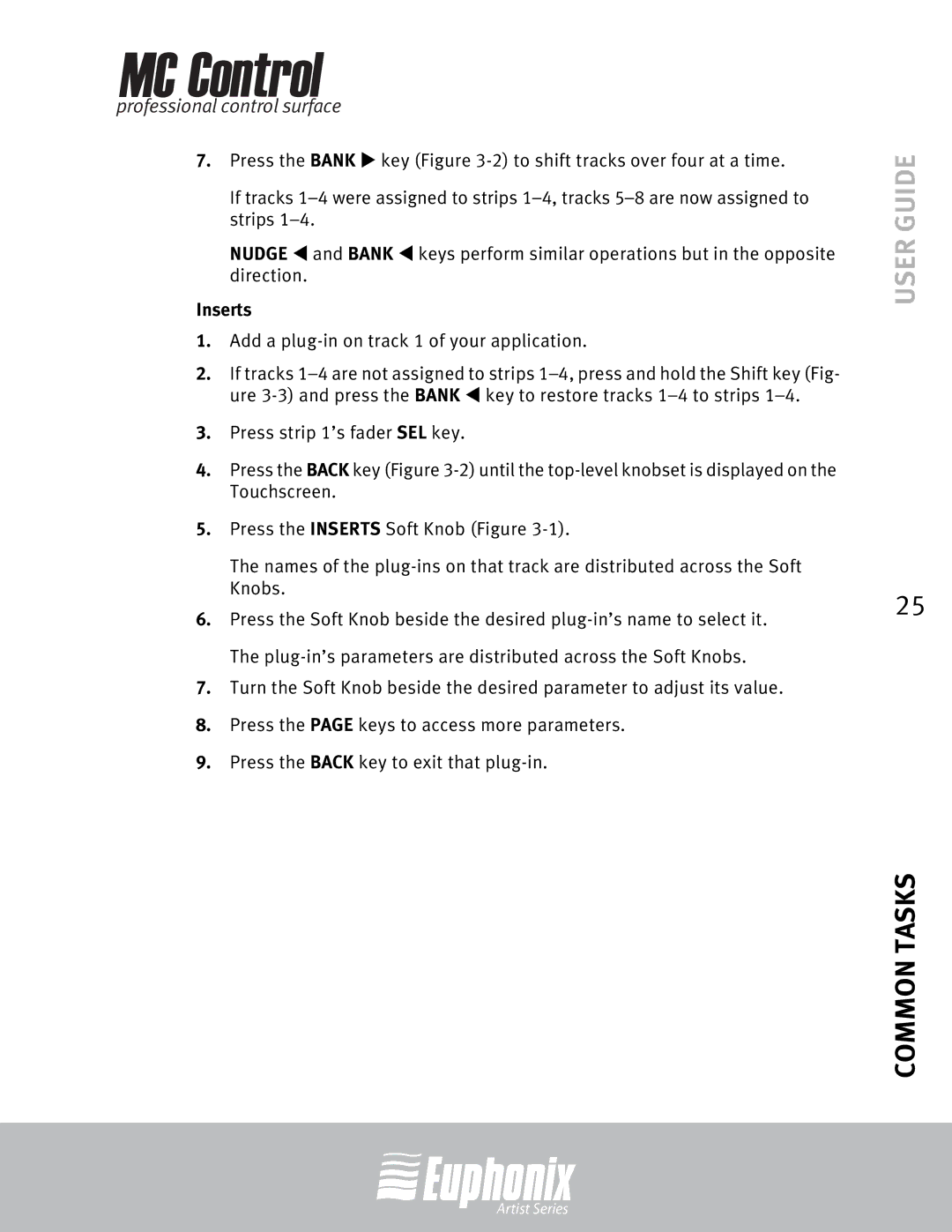 Euphonix MC Control manual Inserts, Add a plug-in on track 1 of your application 